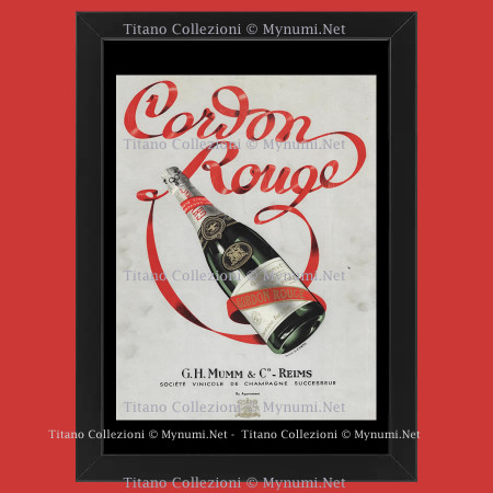 30's * Advertising Original "G.H. Mumm & C. - E. VIRTEL, Cordon Rounge Champagne" Frame