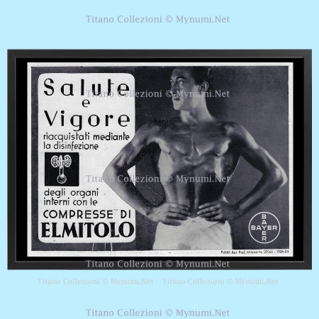 30's * Advertising Original "Elmitolo, Compresse, Salute e Vigore" Frame
