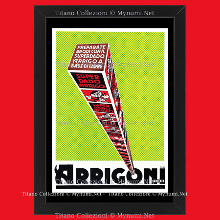 30's * Advertising Original "Arrigoni, Brodi con il Superdado Arrigo a Base di Carne, Colori" Frame