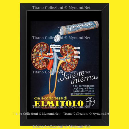 30's * Advertising Original "Elmitolo, Compresse, Igiene Interna" Frame