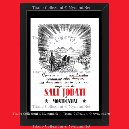 40's * Advertising Original "Montecatini, Cura Stagionale dei Sali Iodati" Frame