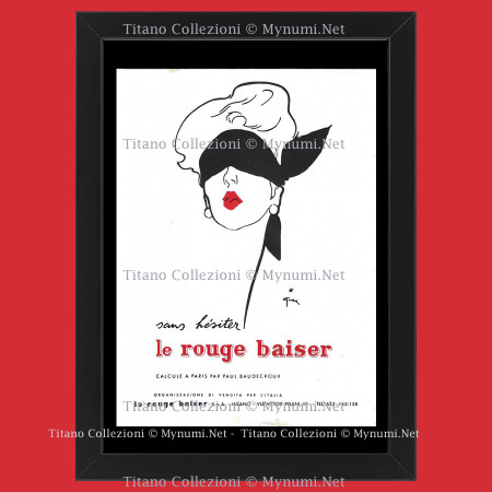 50's * Advertising Original "Le Rouge Baiser - GRUAU, Sans Hésiter, Donna Bendata" Frame