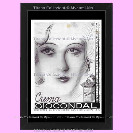 30's * Advertising Original "Giocondal, Crema, Cancella le Rughe sul Viso" Frame