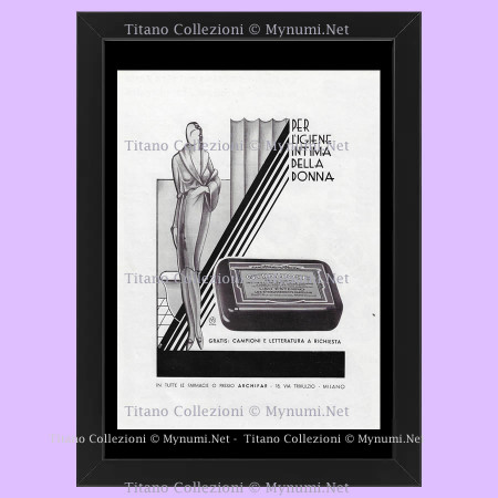 30's * Advertising Original "Gyraldose - UPI MILANO, Per l'Igiene Intima della Donna" Frame