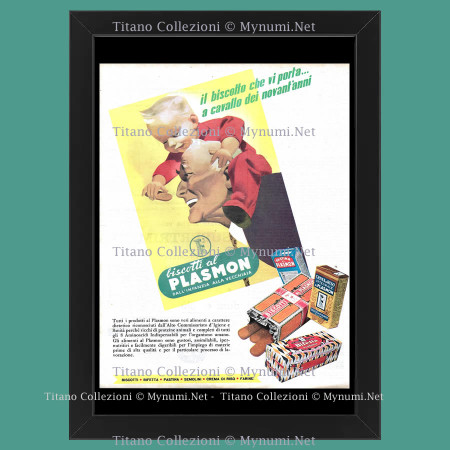 50's * Advertising Original "Plasmon, Biscotti al Plasmon, Dall'Infanzia alla Vecchiaia" Frame