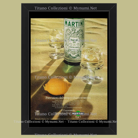 70's * Advertising Original "Martini Dry, Previsioni del Tempo Chiaro e Secco, Limone" Frame