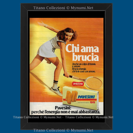 70's * Advertising Original "Pavesini, Chi Ama Brucia, Tennis" Frame