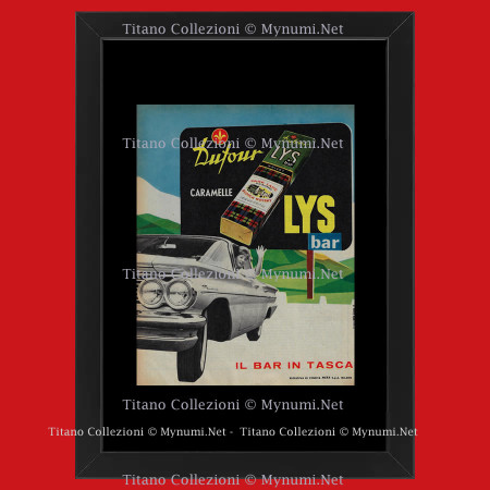 60's * Advertising Original "Dufour, Caramelle Lys, Il Bar in Tasca" Frame
