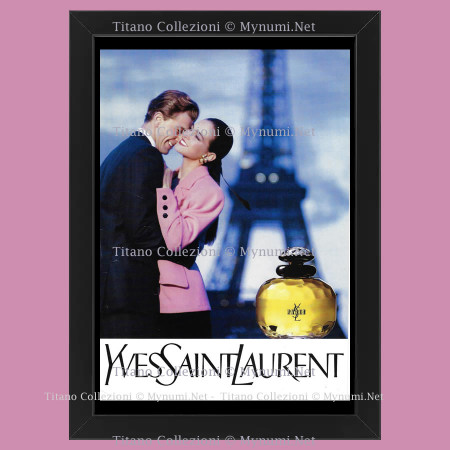 1989 * Original Advertising 'Yves Saint Laurent - Paris Perfume - Couple in Front of Eiffel Tower' Framed
