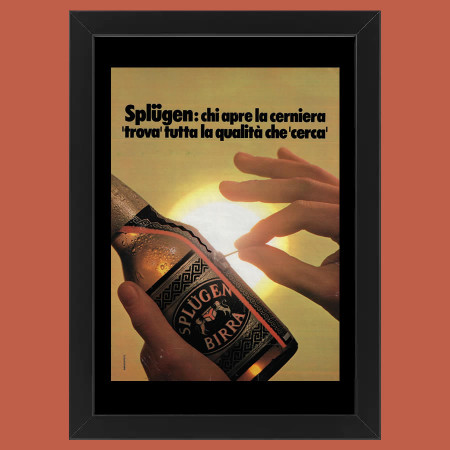 70's * Advertising Original "Splugen, Birra con Cerniera" Italy