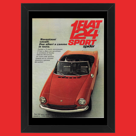 60's * Advertising Original "Fiat, Fiat 124 Sport Spider" Frame
