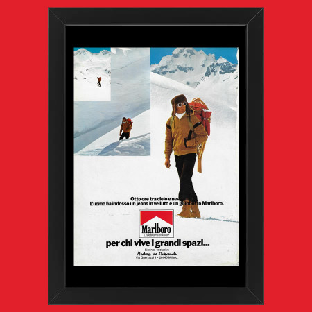 70's * Advertising Original "Marlboro, Otto Ore tra Cielo e Neve" Frame