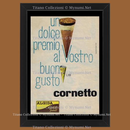60's * Advertising Original "Algida, Cornetto Gelato" Frame