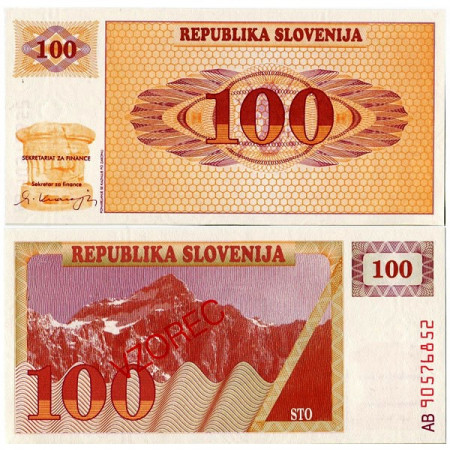 1990 * Banknote Slovenia 100 Tolarjev  “Vzorec - Specimen” (p6s1) UNC