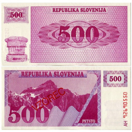 1992 * Banknote Slovenia 500 Tolarjev  “Vzorec - Specimen” (p8s1) UNC