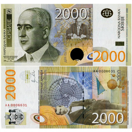 2011 * Banknote Serbia 2000 Dinara "Milutin Milanković" (p61a) UNC