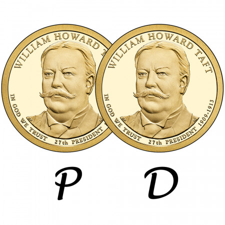 2013 * 2 x 1 Dollar United States "William Howard Taft - 27th" P+D