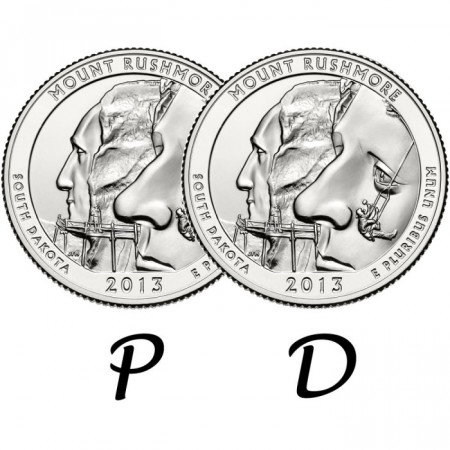 2013 * Quarter dollar United States Mount Rushmore P and D