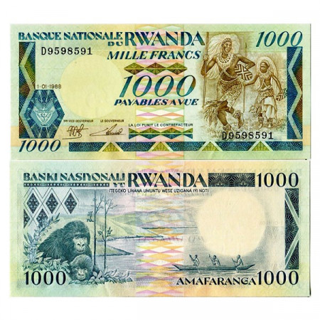 1988 * Banknote Rwanda 1000 Francs (p21a) UNC