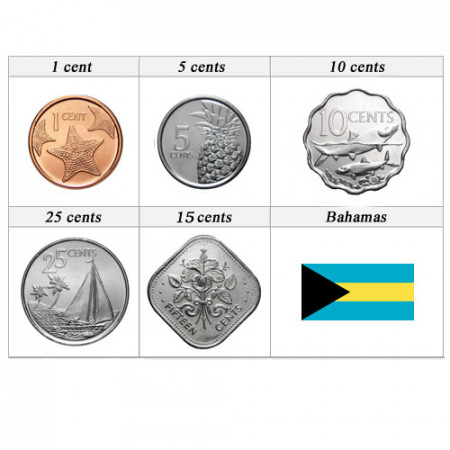 Mixed Years * Series 5 Coins Bahamas "New Desing"