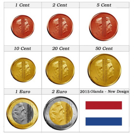 2015 * Series 8 Coins Euro NETHERLANDS King Willem-Alexander BU