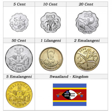 Mixed Years * set 7 coins Swaziland