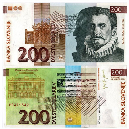 2004 * Banknote Slovenia 200 Tolarjev "I Gallus" (p31A) UNC