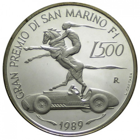 1989 * 500 Lire Silver San Marino "Grand Prix F1" (KM 243) PROOF