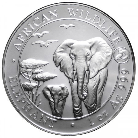 2015 * 100 Shillings 1 OZ Somalia Elephant "Year of the Goat" Privy Mark