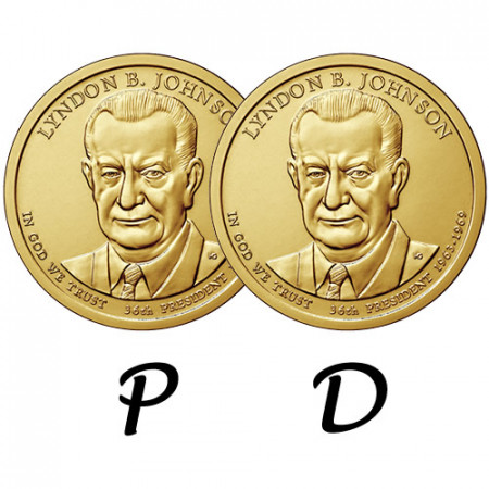 2015 * 2 x 1 Dollar United States "Lyndon B. Johnson - 36th" P+D