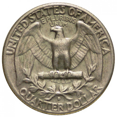 1964 D * Quarter Dollar (25 Cents) Silver United States "Washington Quarter" (KM 164) VF