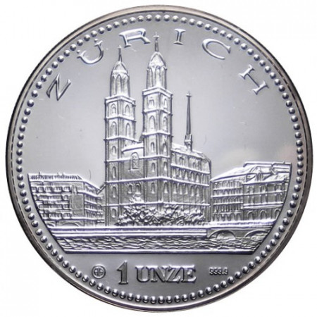 1990 * 1 Unze Silver 1 OZ Switzerland "Zurich" PROOF