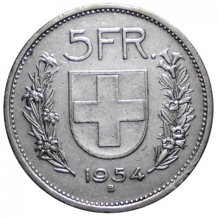 1954 B * 5 Francs Silver Switzerland "William Tell" (KM 40) VF