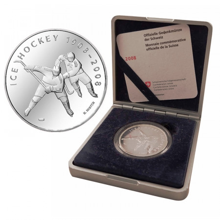 2008 * 20 Francs Silver Switzerland "100th Anniversary of Swiss Ice Hockey"  (KM 127) PROOF