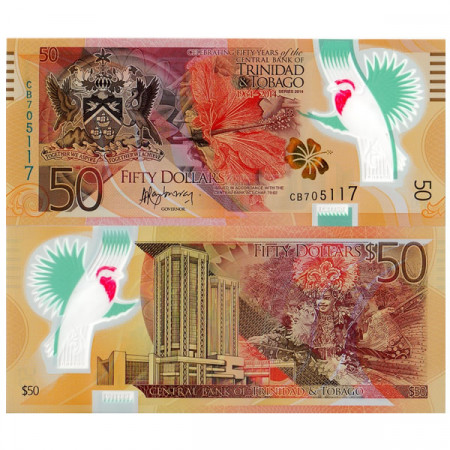 2014 * Banknote Polymer Trinidad and Tobago 50 Dollars "50° CBTT" (p54) UNC