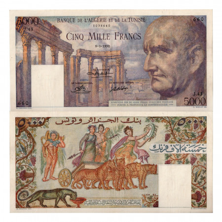 1950 * Banknote Tunisia 5000 francs FF