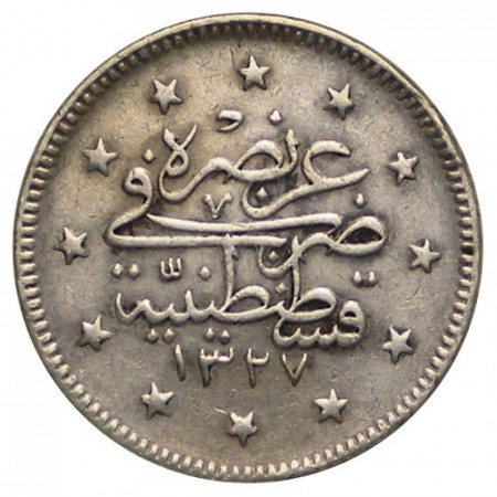 AH 1327//1 (1909) * 2 Kurush Silver Turkey "Muhammad V" (KM 749) VF