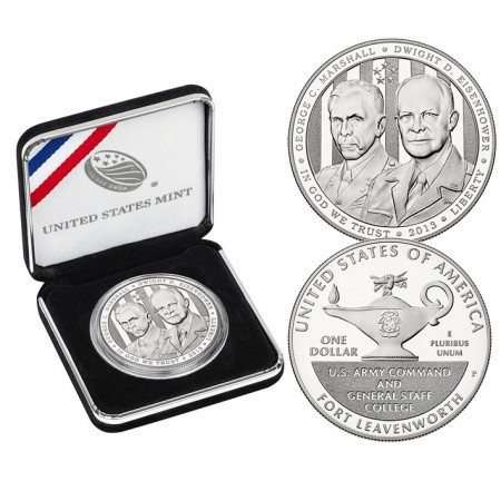 2013 P * 1 Dollar Silver United States "5-Star Generals - Marshall, Eisenhower" (KM 553) PROOF