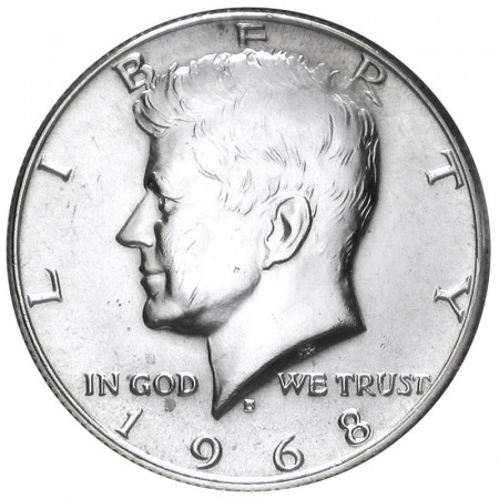 1968 D * Half 1/2 Dollar Silver United States "Kennedy" Denver (KM 202a) XF/UNC