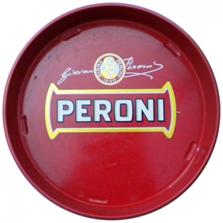Tray * Peroni Beer Metal Round Red "Logo" Vintage Advertising