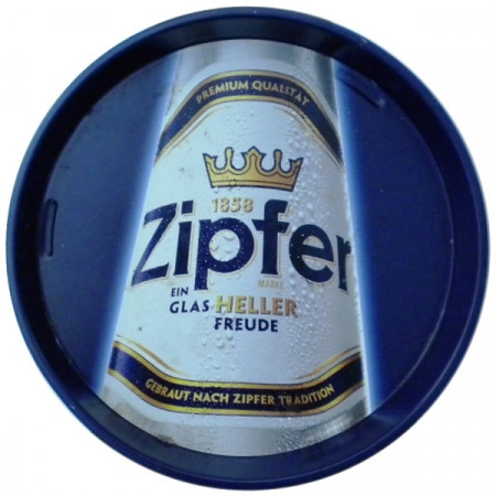 Tray * Zipfer Beer Metal Round Blue "Logo" Vintage Advertising