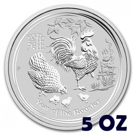 2017 * 8 Dollars Silver 5 OZ Australia "Year of the Rooster" BU