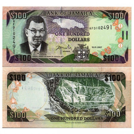 2007 * Banknote Jamaica 100 Dollars "Sir Donald Sangster" (p84c) UNC