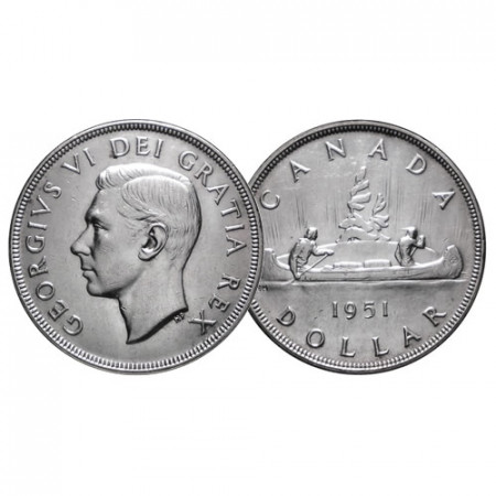 1951 * 1 Dollar Silver Canada "George VI - Voyageur" (KM 46) XF+