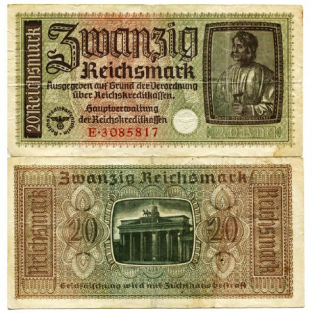 ND (1940-45) * Banknote Germany 20 Reichsmark "Military - German Occupied Territories" (pR139) aVF