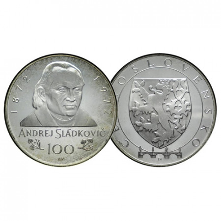 ND (1972) * 100 Korun Silver Czechoslovakia "Specimen – Andrej Sládkovič" (KM x) PROOF