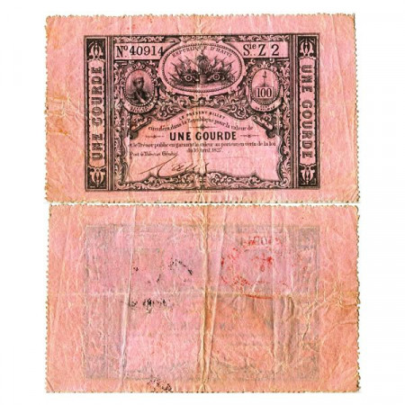 L. 1827 * Banknote Haiti 1 Gourde "President Fabre Geffrard" (p41) aVF