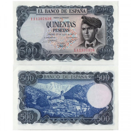 1971 (1973) * Banknote Spain 500 Pesetas "Jacinto Verdaguer" (p153a) UNC