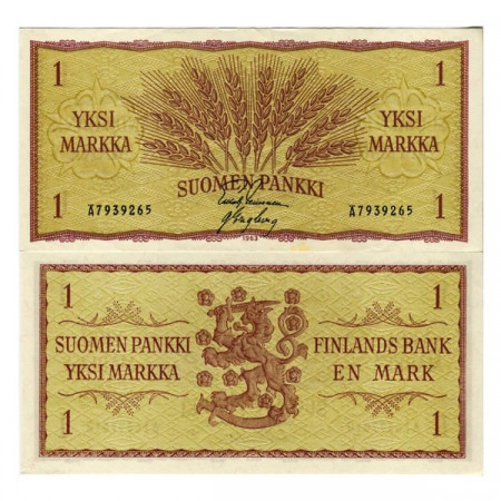 1963 * Banknote Finland 1 Markka "Wheat" (p98a) UNC