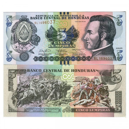 2014 * Banknote Honduras 5 Lempiras "José F Morazán Quezada" (pNew) UNC